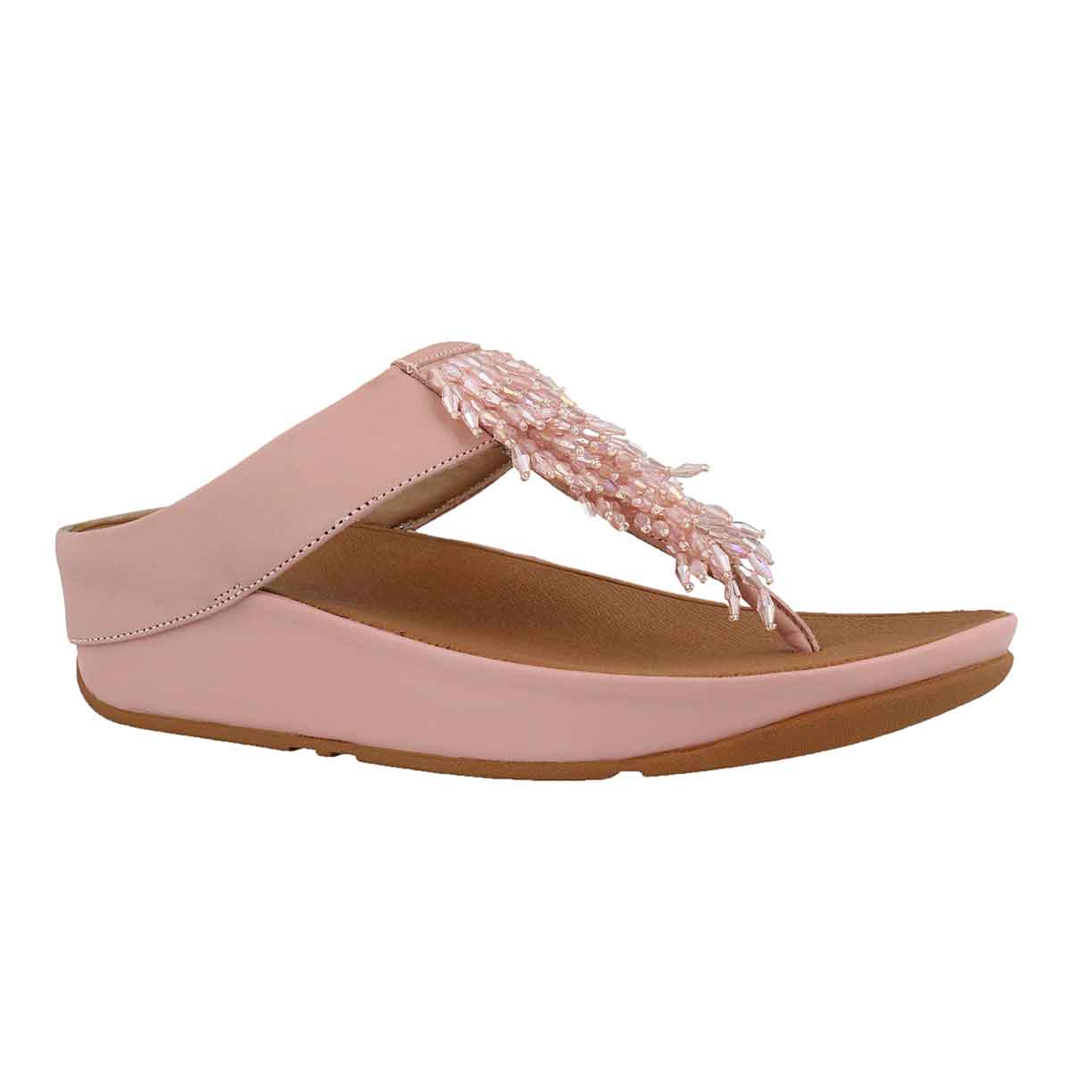Women's RUMBA dusky pink fringe thong sandal