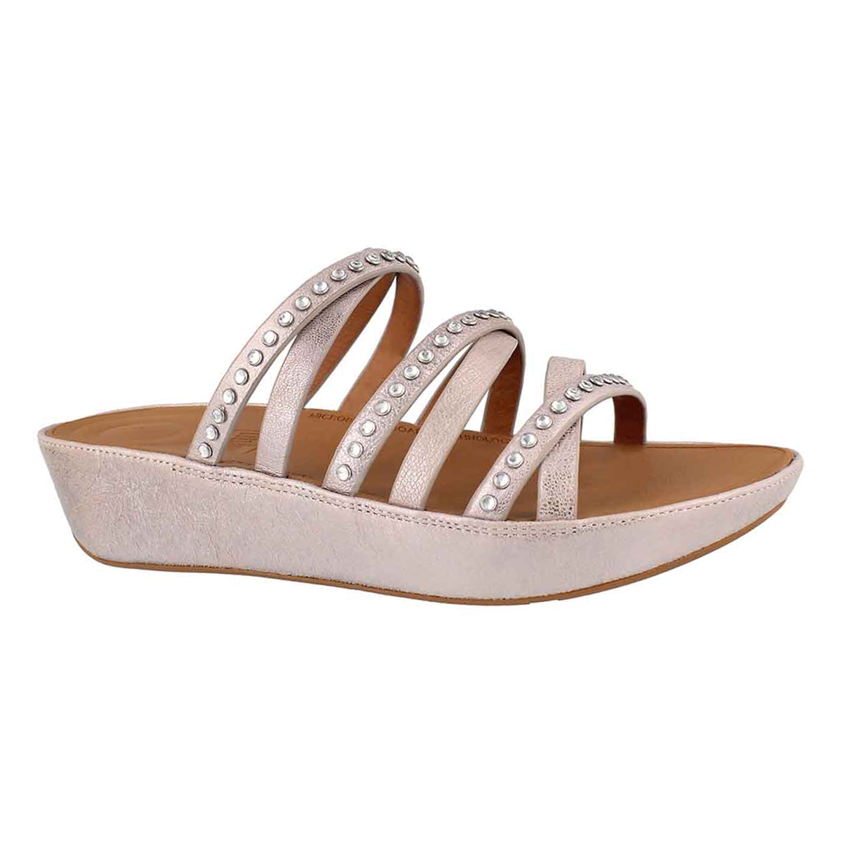 Lds Linny Crystal mtl brnz slide sandal