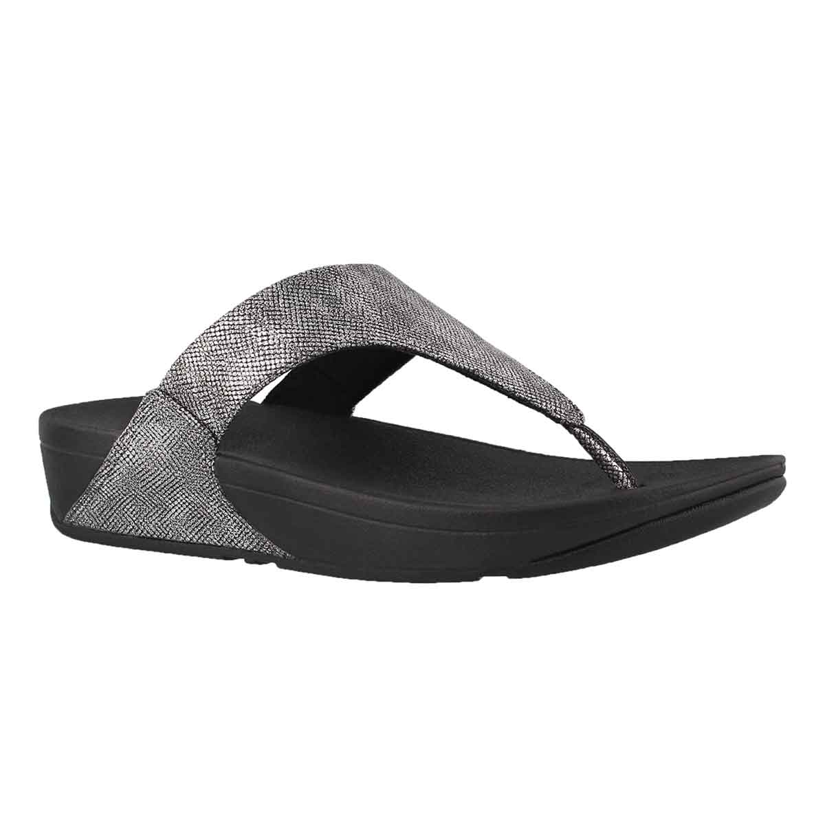 Lds Lulu Shimmer Print blk thong sandal
