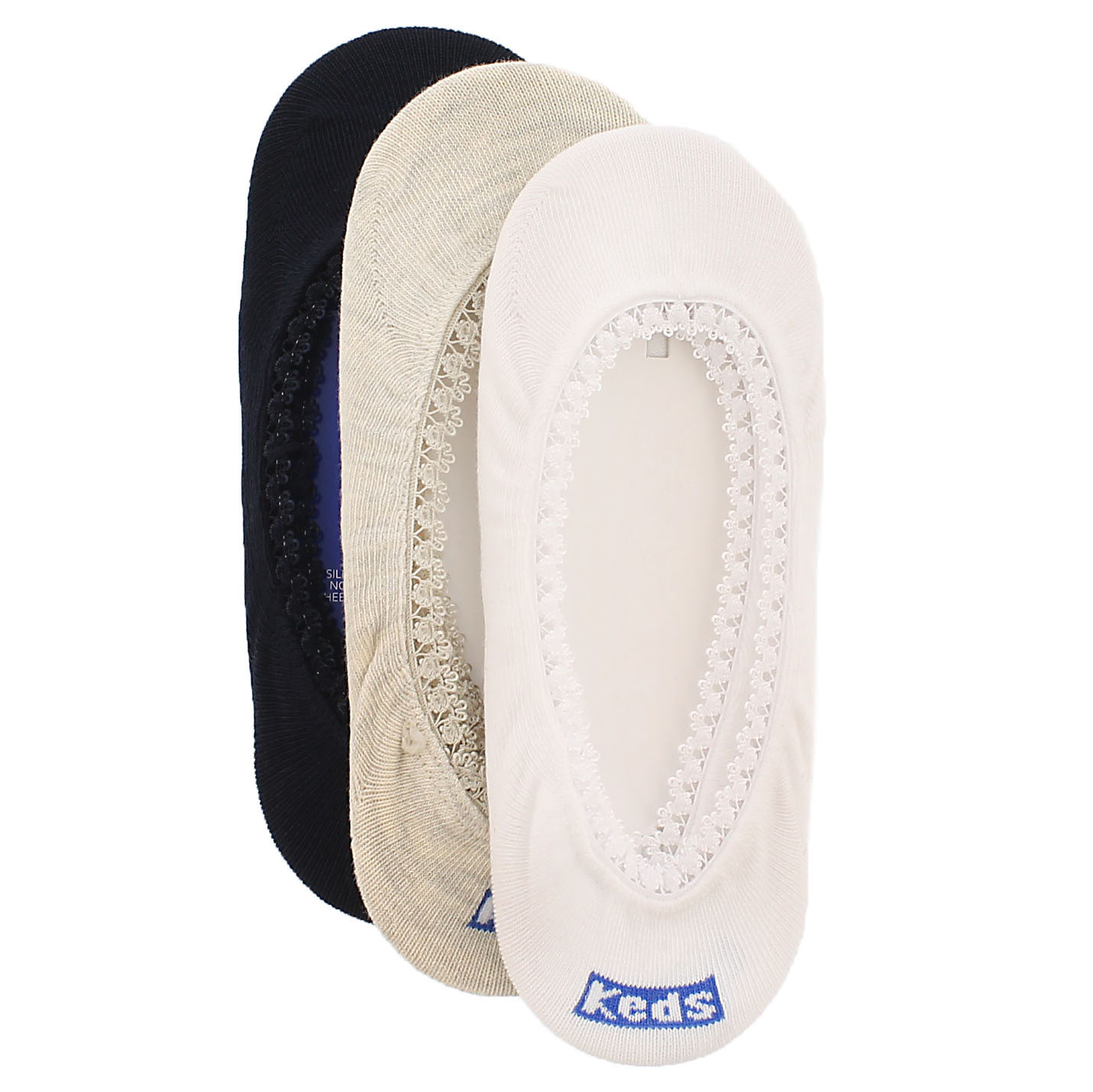 Women's LACE TRIM navy/grey/white 3pk liners