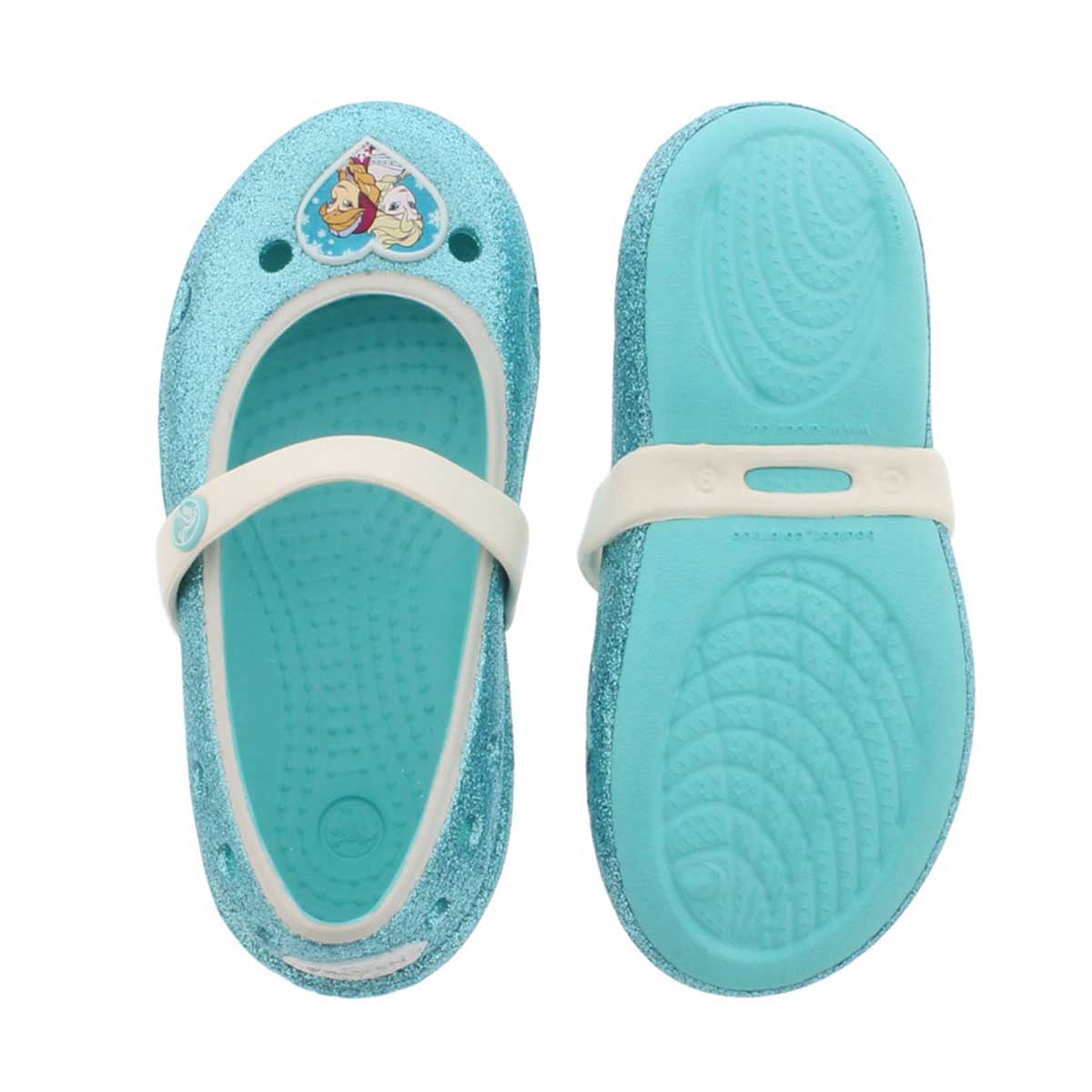 Grls Keeley Frozen blue sparkle flat