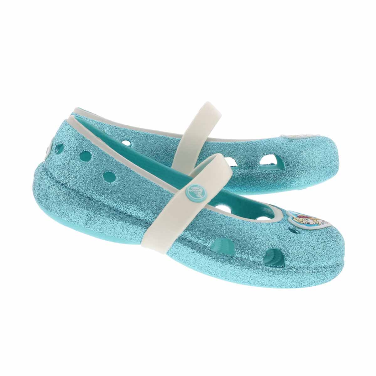 Grls Keeley Frozen blue sparkle flat
