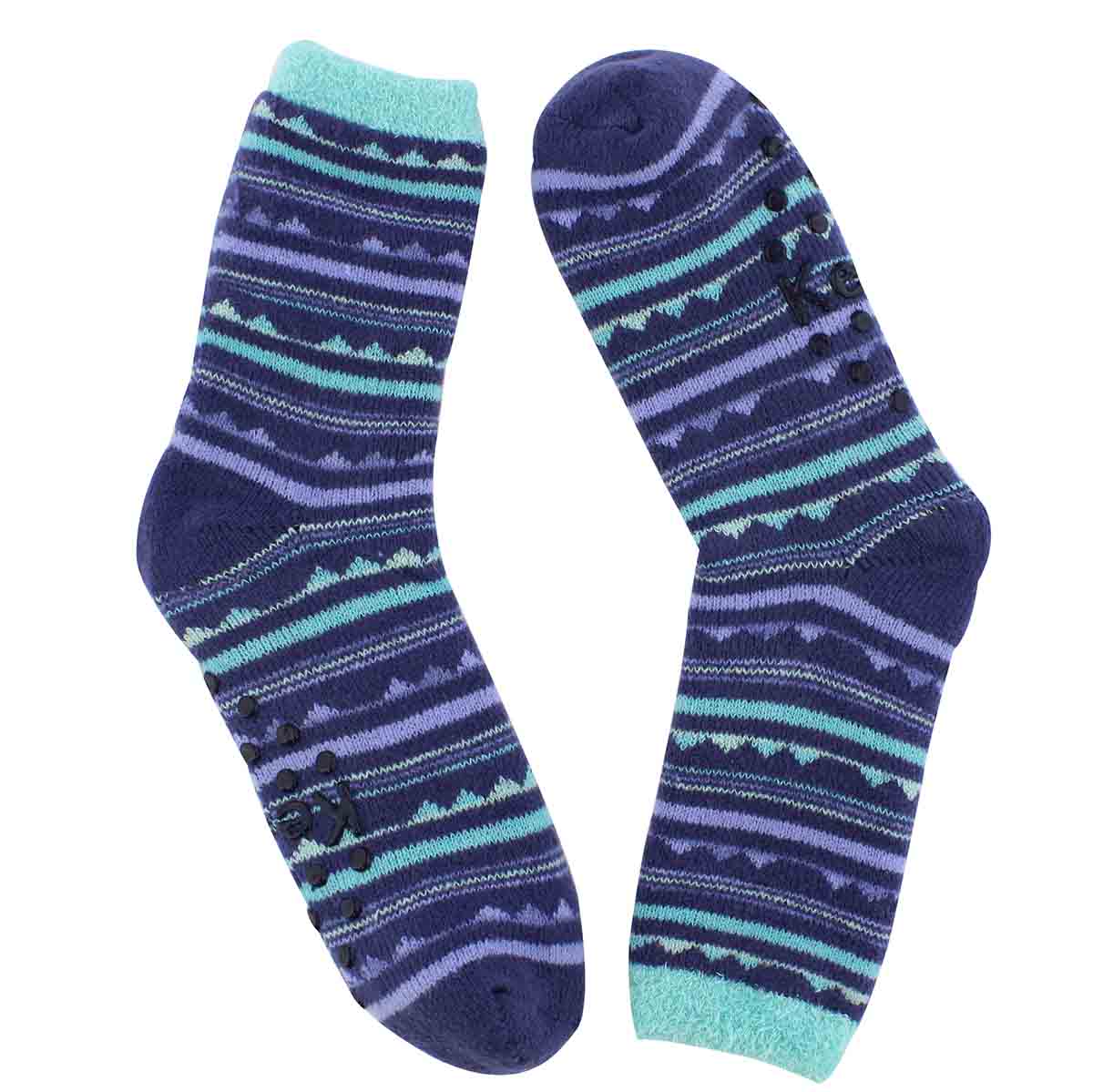 Lds Triangle Stripe blu crew sock - 1 pk