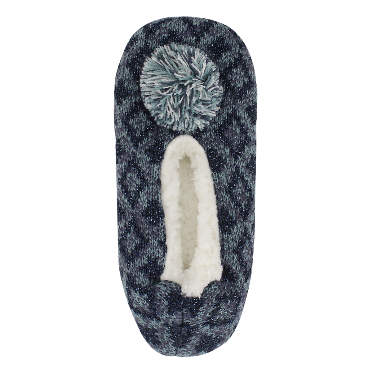 Lds Knit Diamond dnm sherpa sock - 1 pk