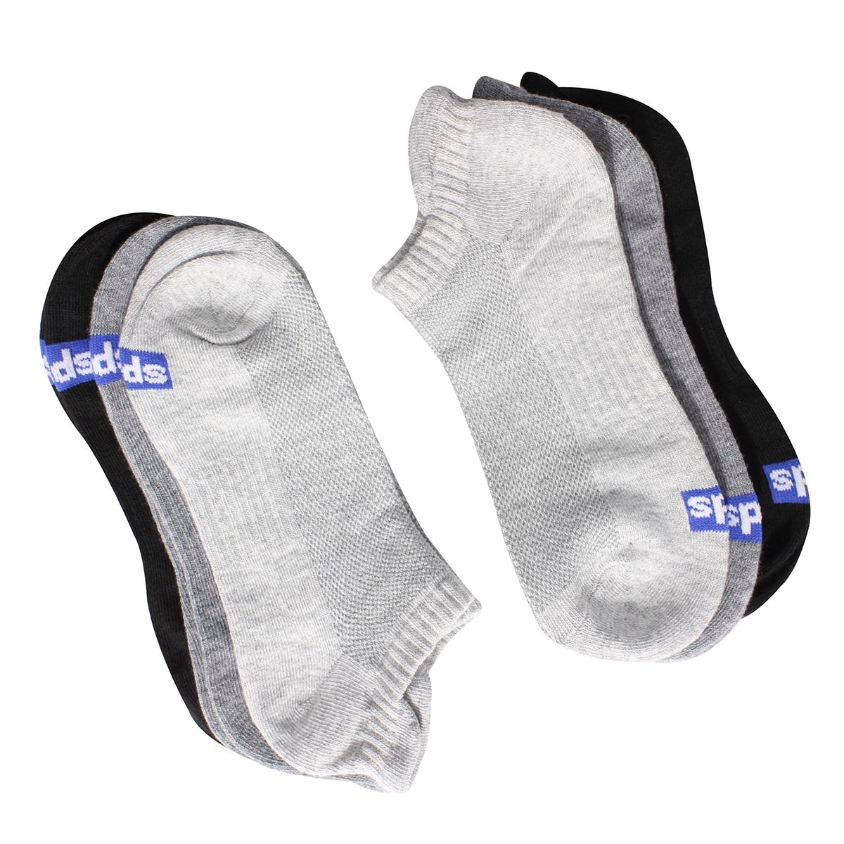 Lds Solid blk/gry extra low cut -6 pk