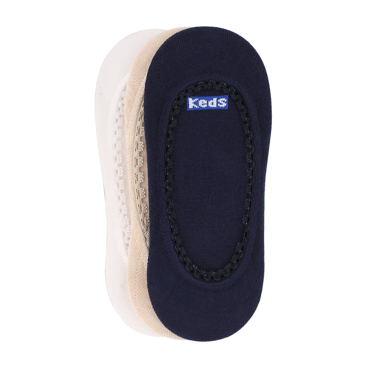 Women's SOLID LACE TRIM navy liner - 3 pack