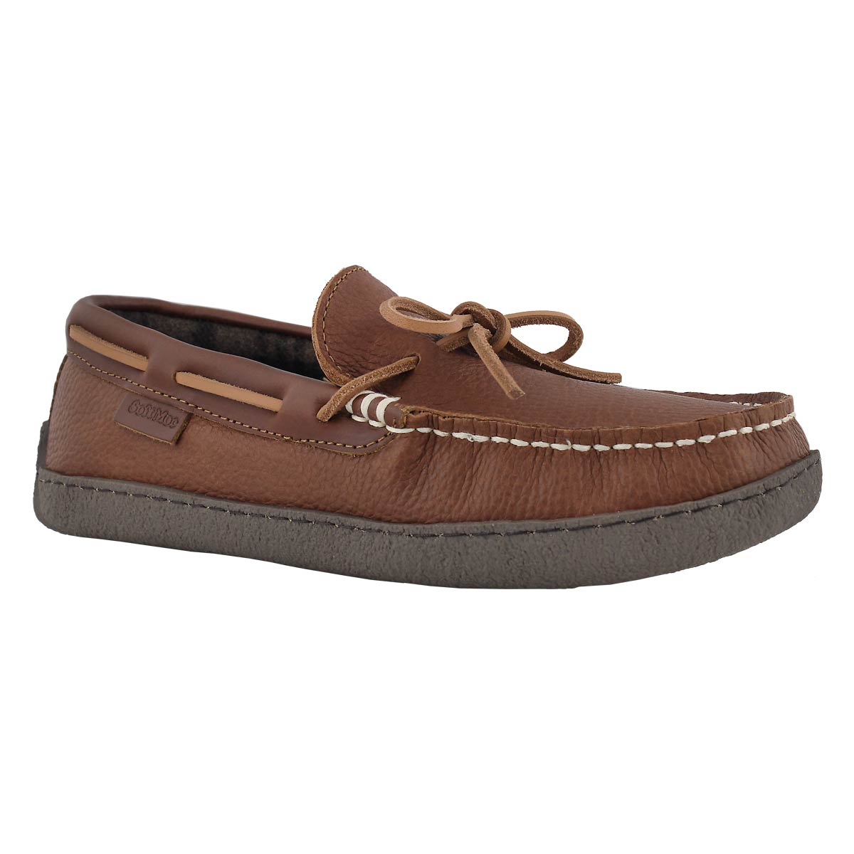 Mns Kingston brown plaid lined moc