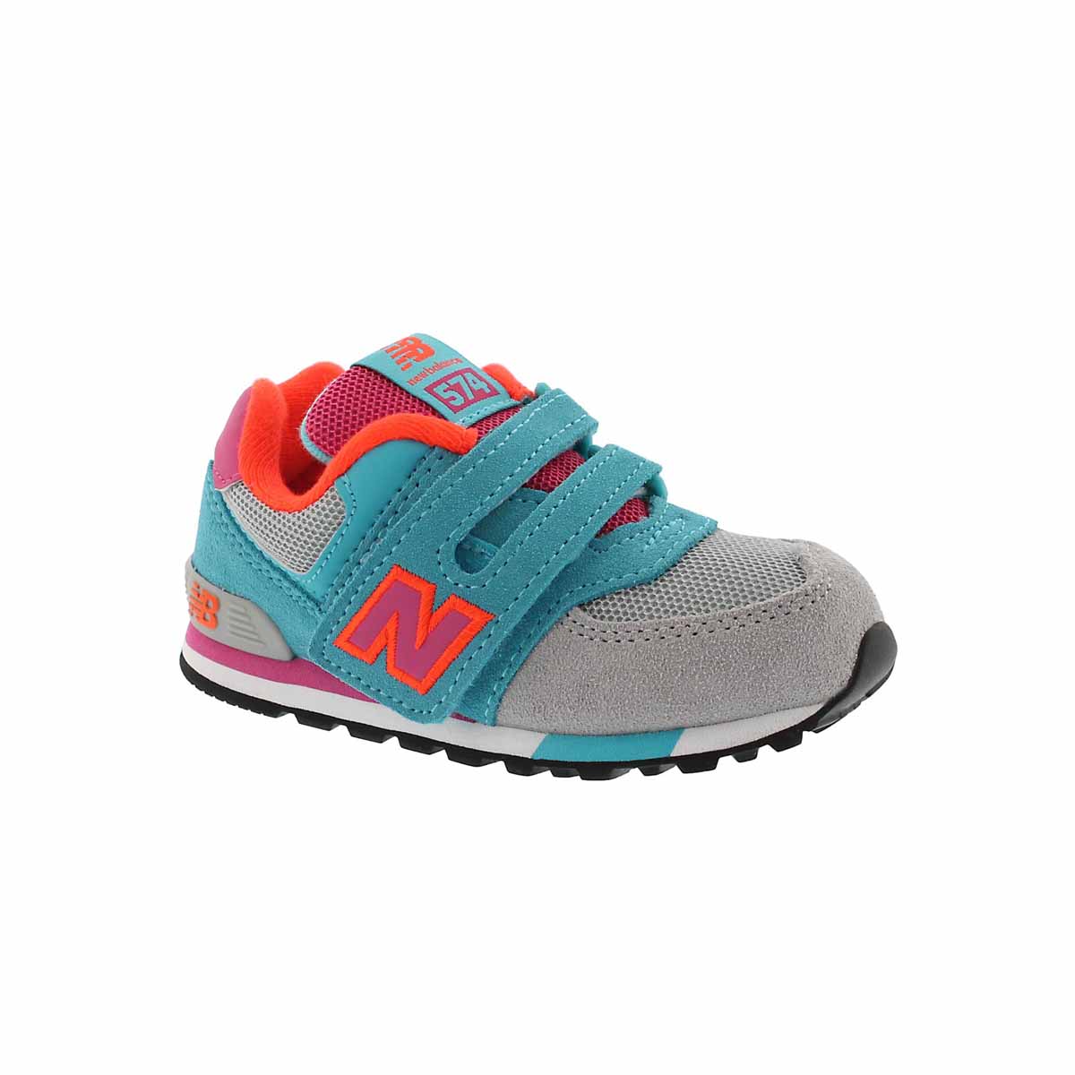 Infants' 574 grey/teal/pink sneakers