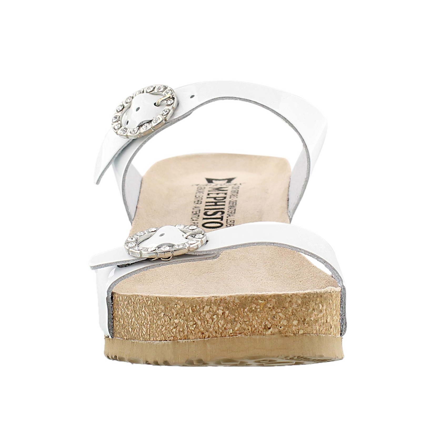 Lds Lidia wht pat crk footbed wdg sandal