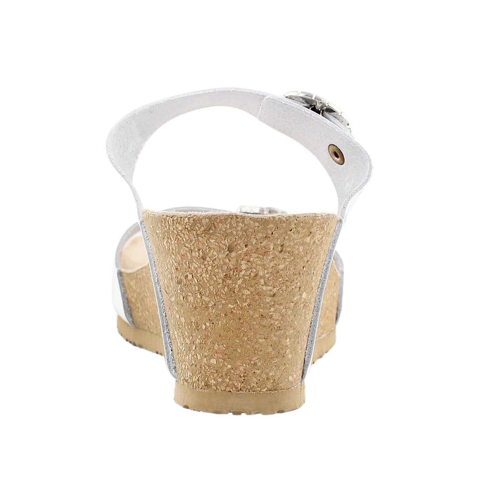Lds Lidia wht pat crk footbed wdg sandal