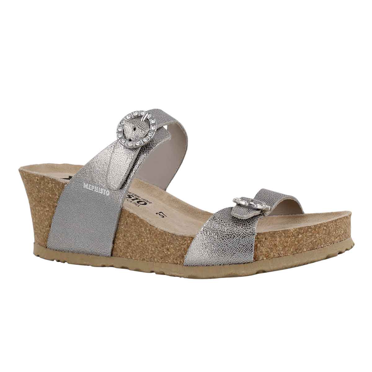 Women's LIDIA silver cork footbed wedge sandals