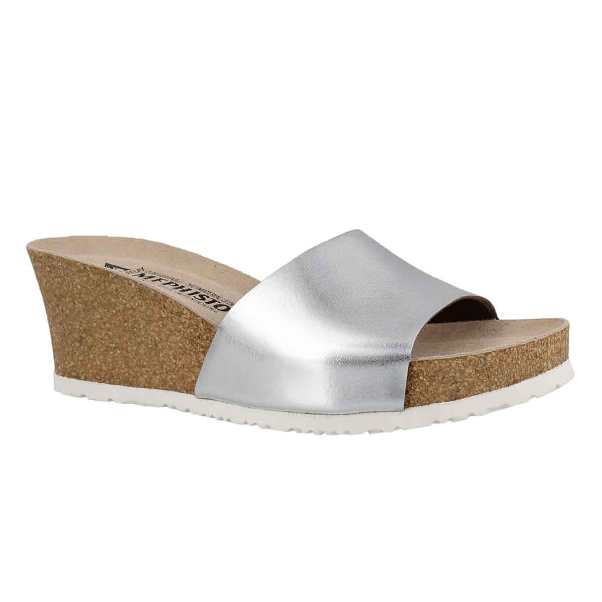 Women's LISE silver cork footbed wedge sandals