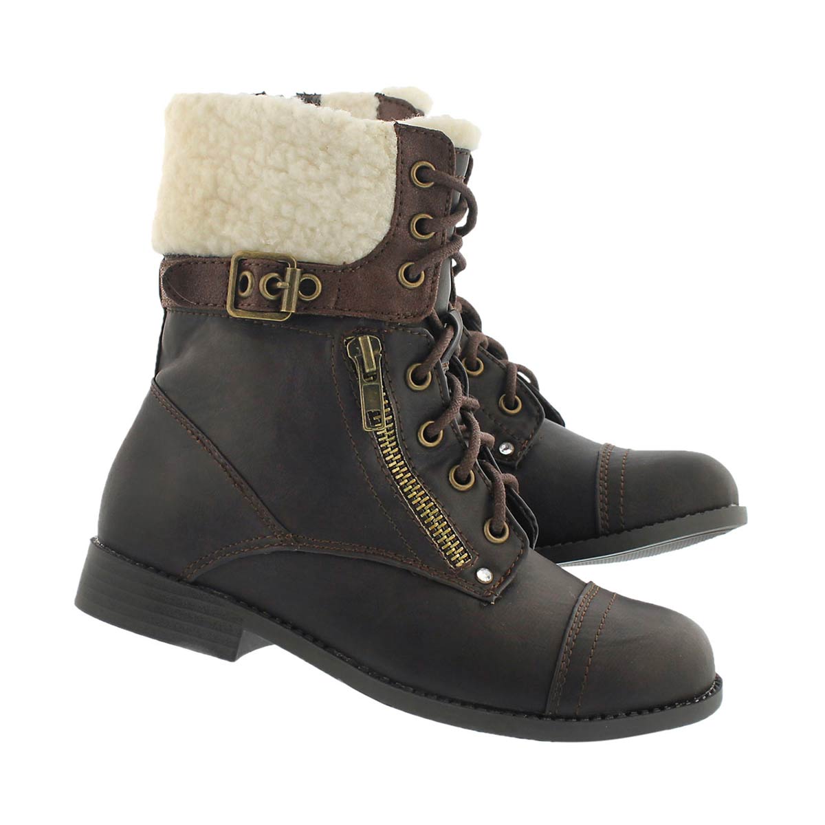 Grls Lori brown casual combat boot