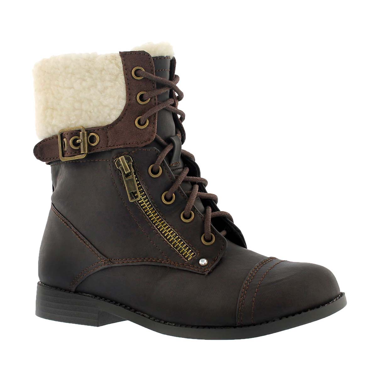 Grls Lori brown casual combat boot