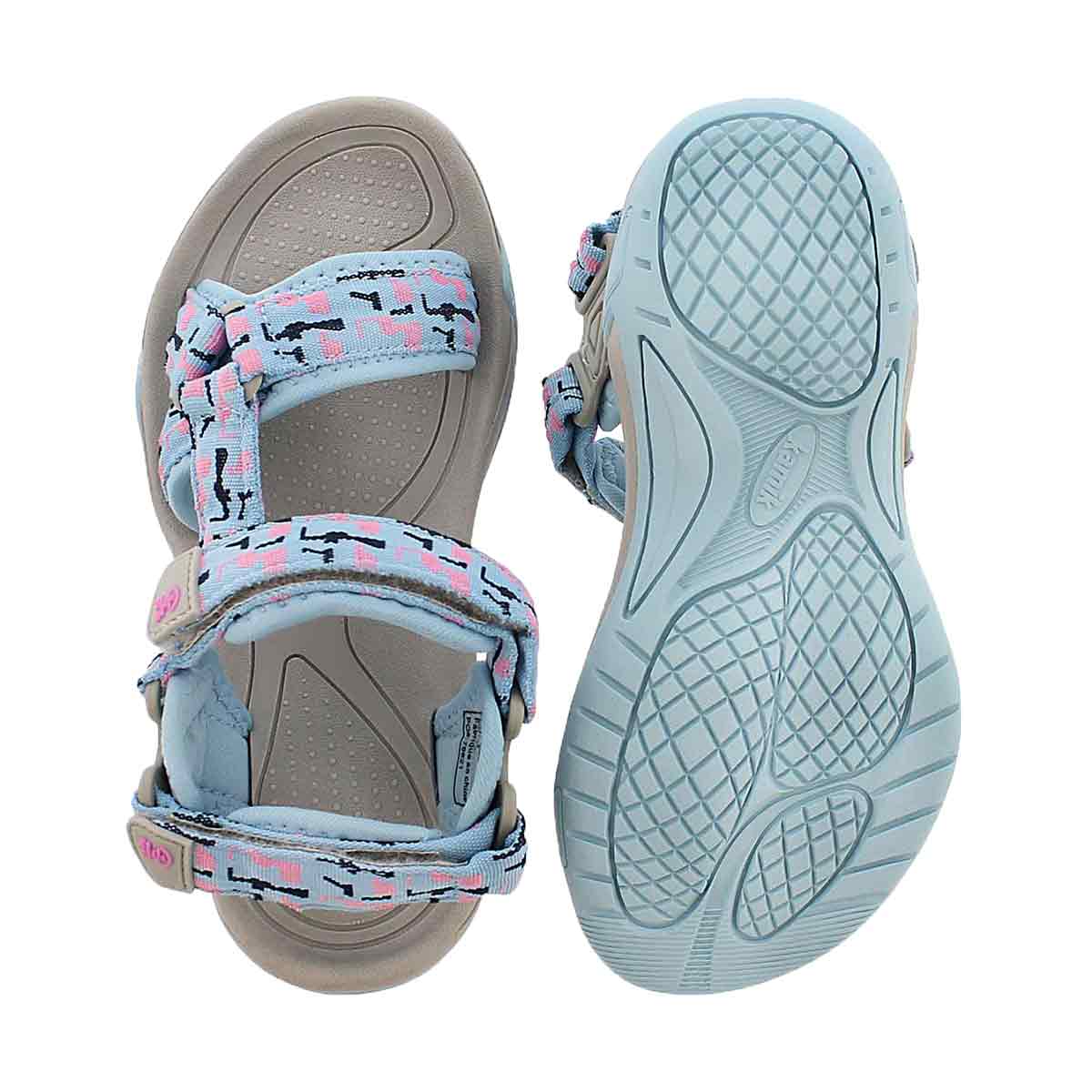 Grls Lowtide light blue 3 strap sandal