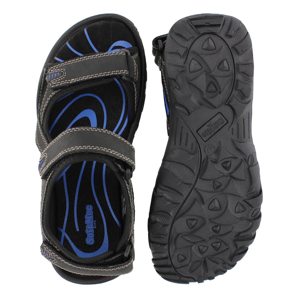 Mns Lucius black 3 strap sandal