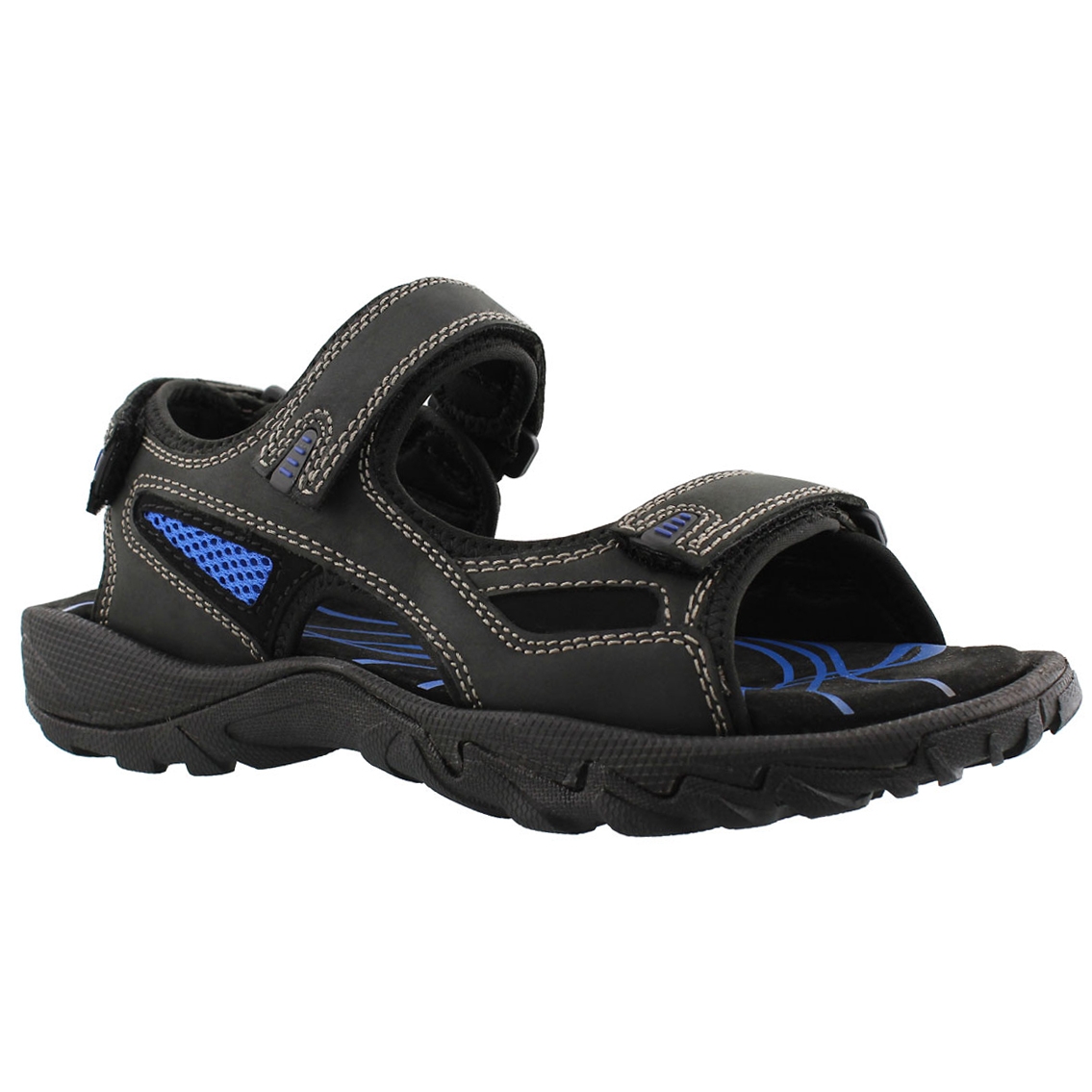Mns Lucius black 3 strap sandal
