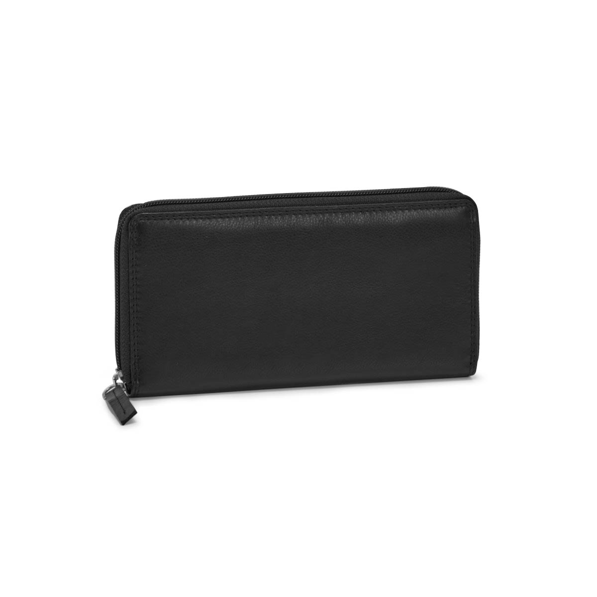 Lds black leather RFID zip around wallet