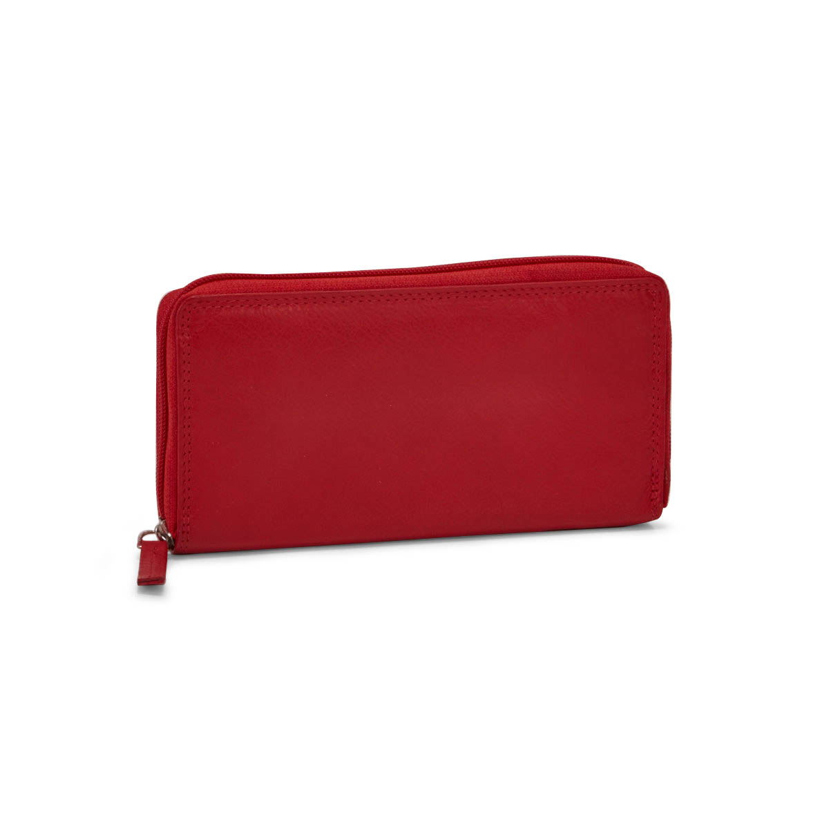 Lds red leather RFID zip around wallet