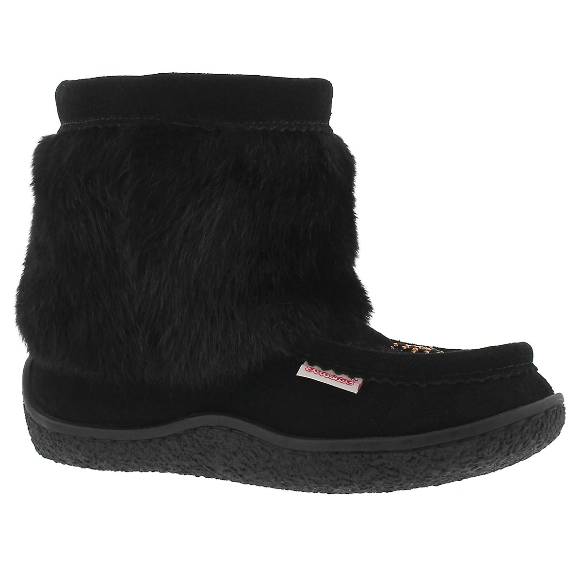 Lds Minimuk blk/blk rabbit fur bootie