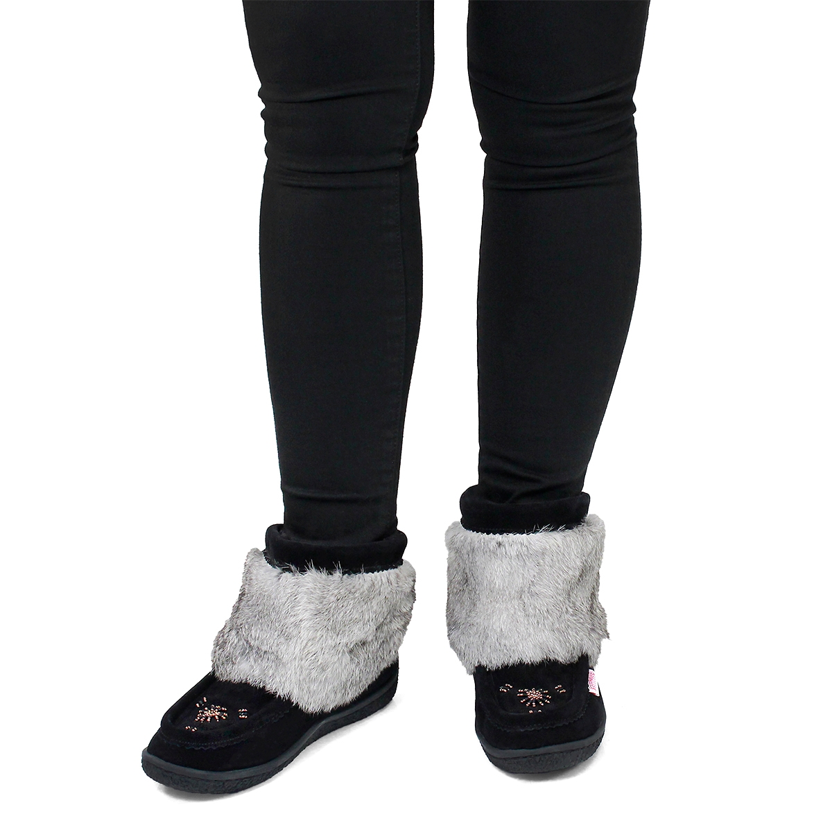 Lds Minimuk black rabbit fur bootie