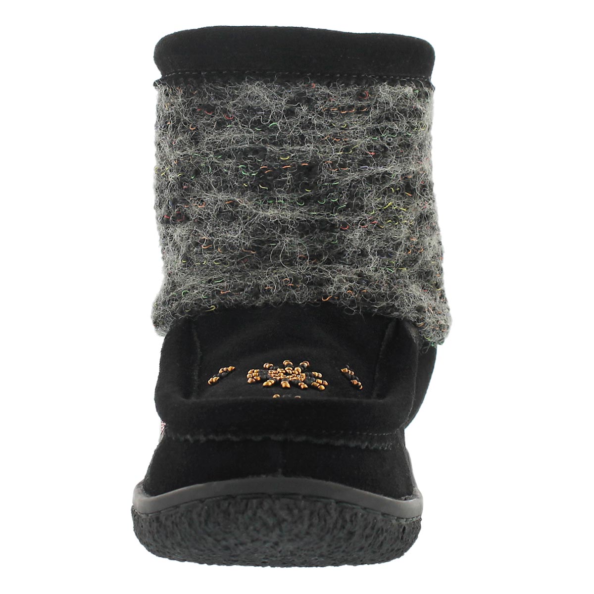 Mini-mukluk av tissu texturé, noir, fem