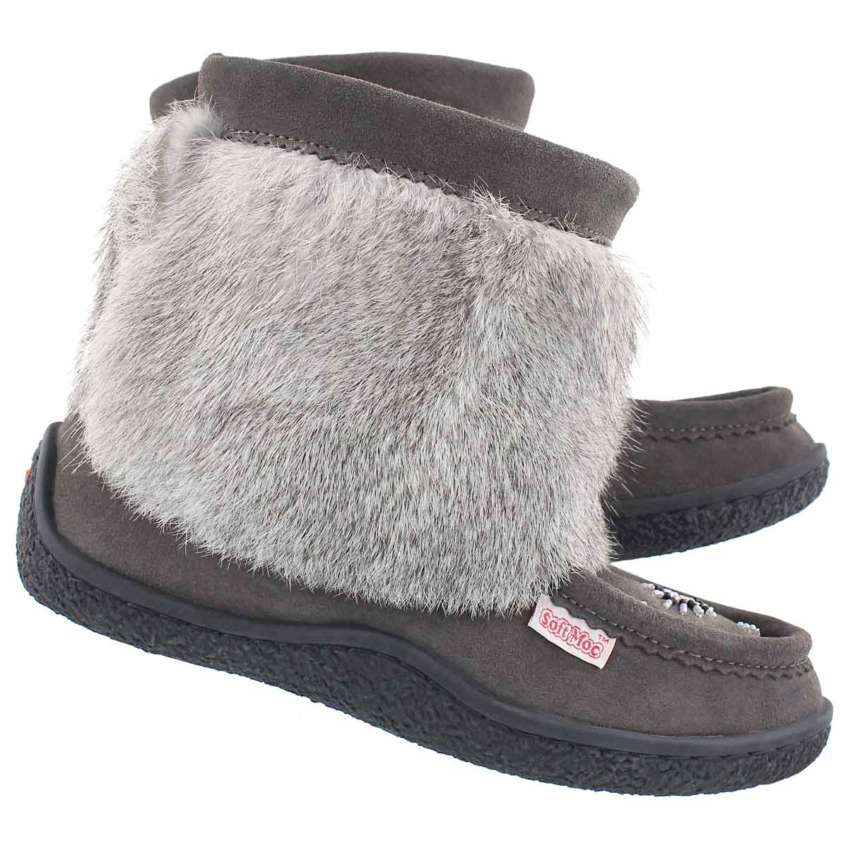 Lds Minimuk grey rabbit fur bootie