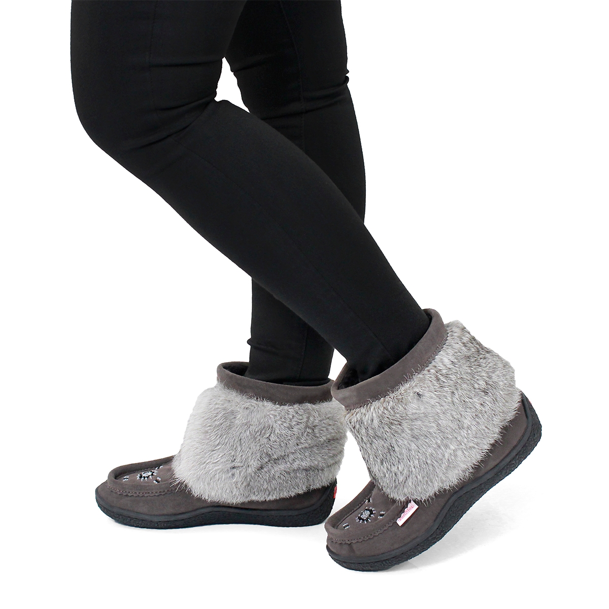Lds Minimuk grey rabbit fur bootie