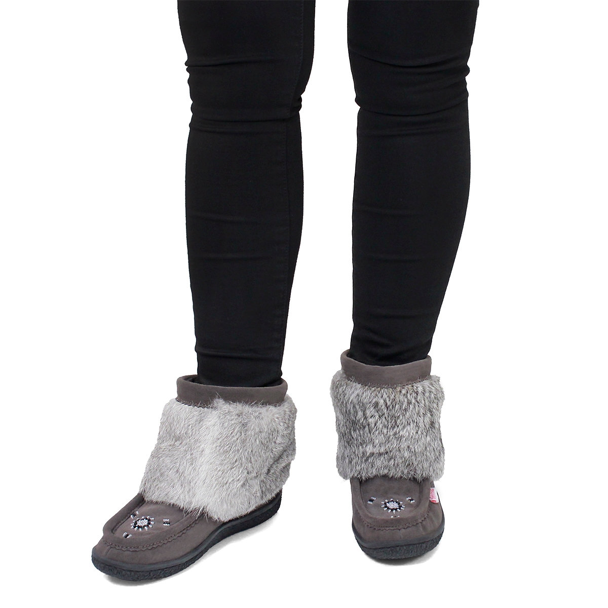 Lds Minimuk grey rabbit fur bootie