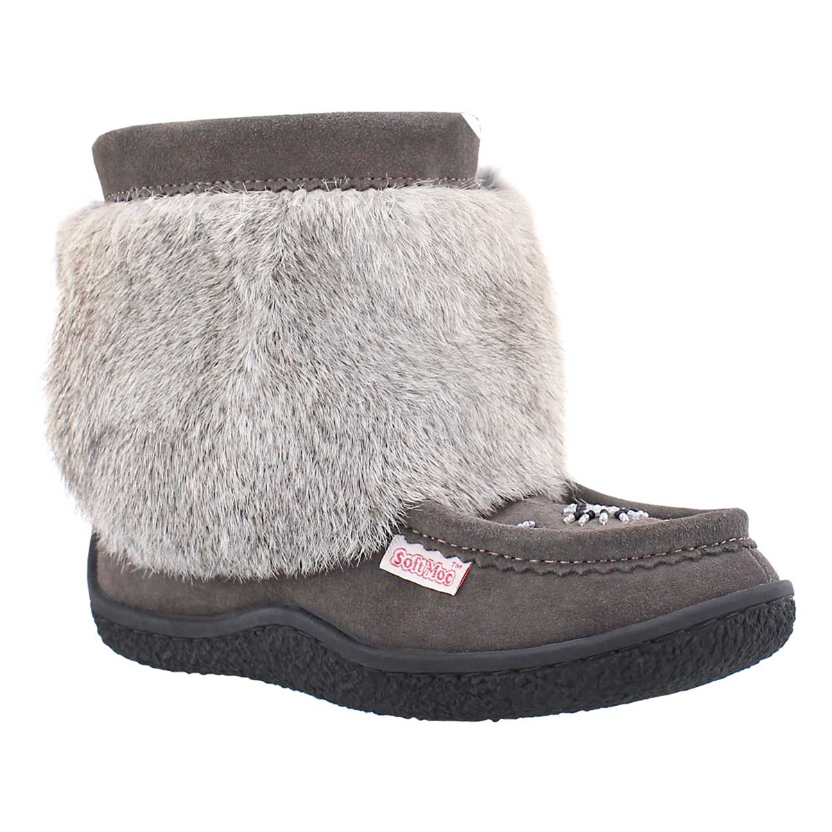 Lds Minimuk grey rabbit fur bootie