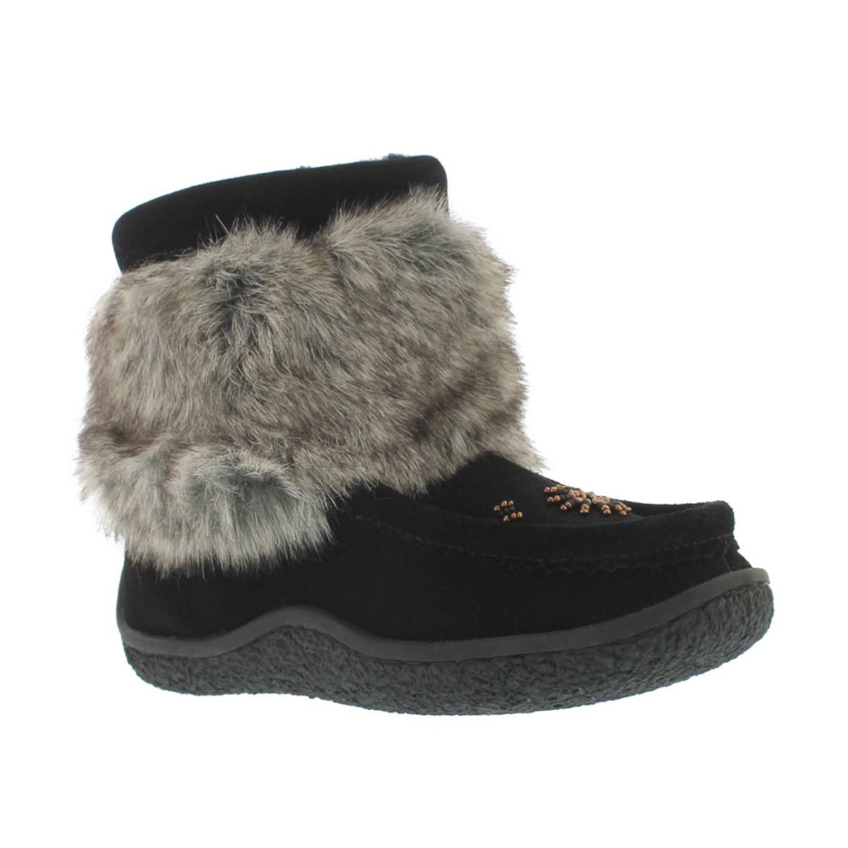 Grls 8532Minimuk blk rabbit fur mukluk