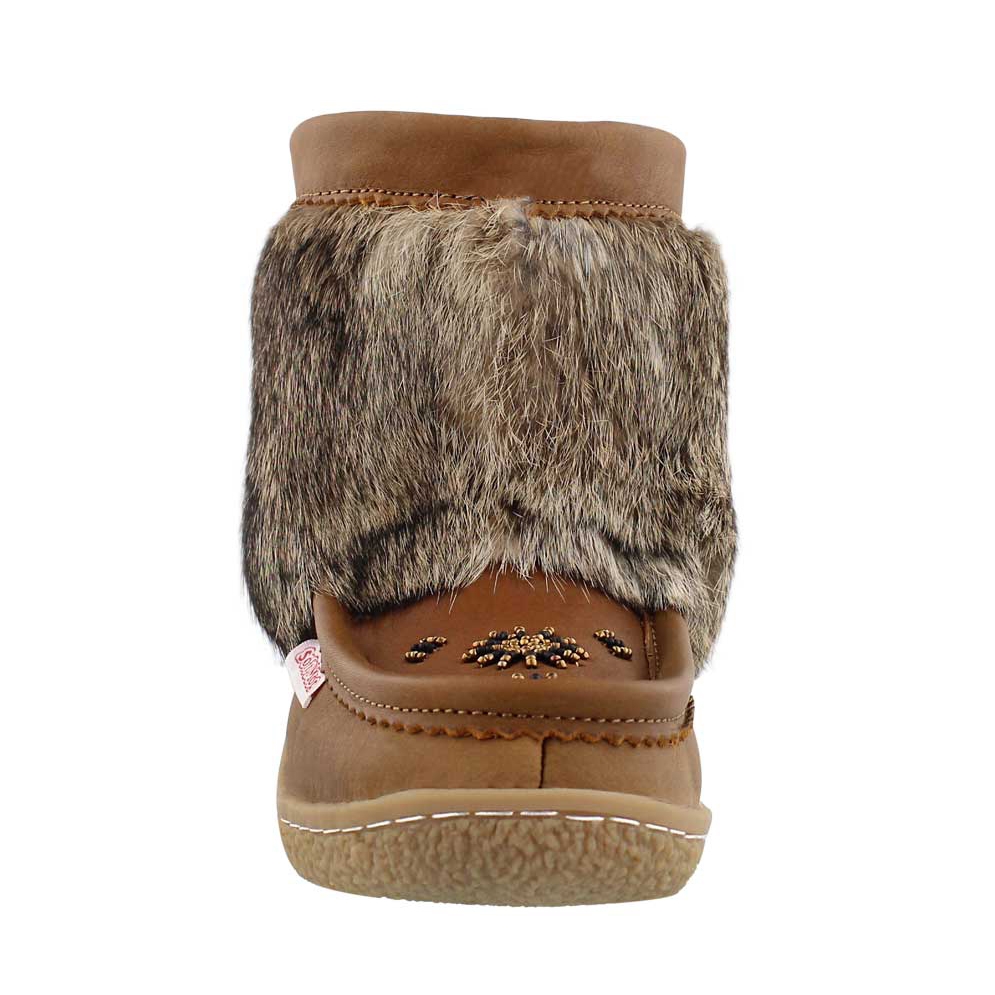 Lds dark tan leather mini mukluk