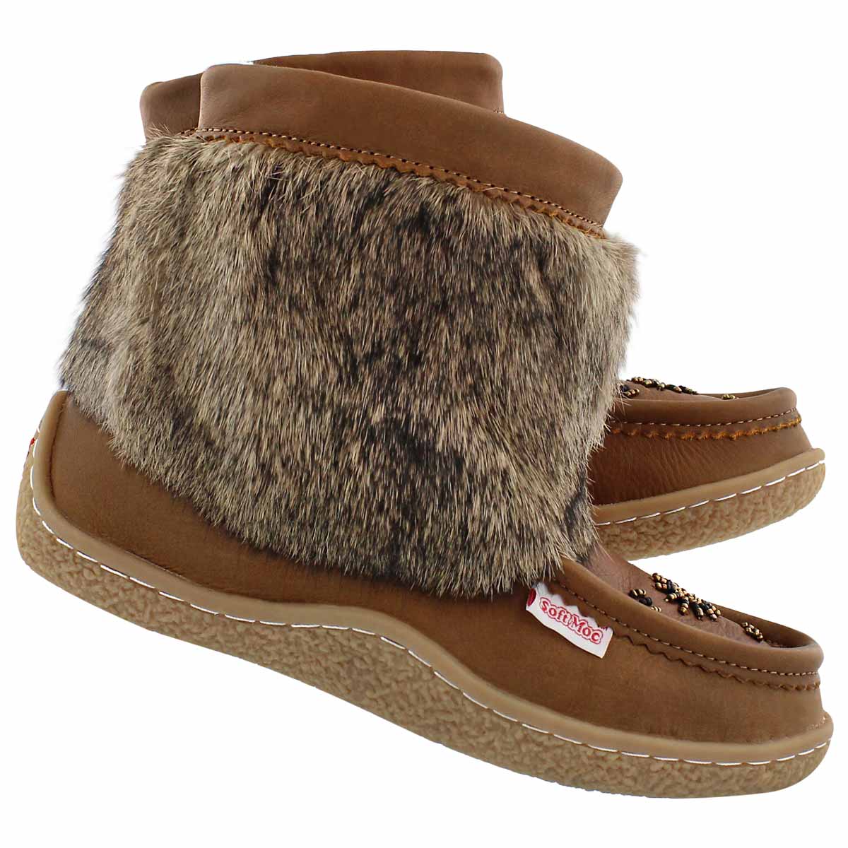 Lds dark tan leather mini mukluk