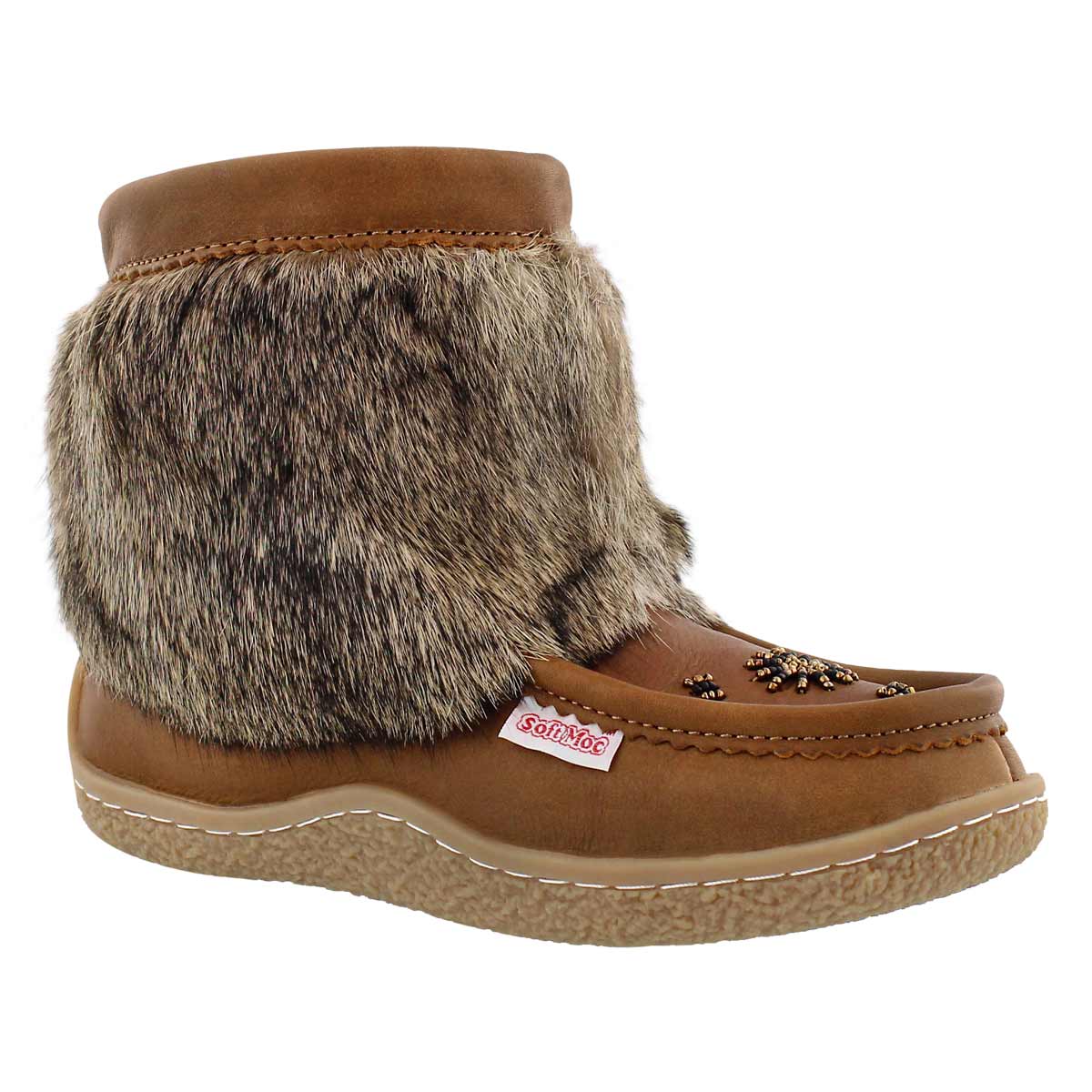 Lds dark tan leather mini mukluk
