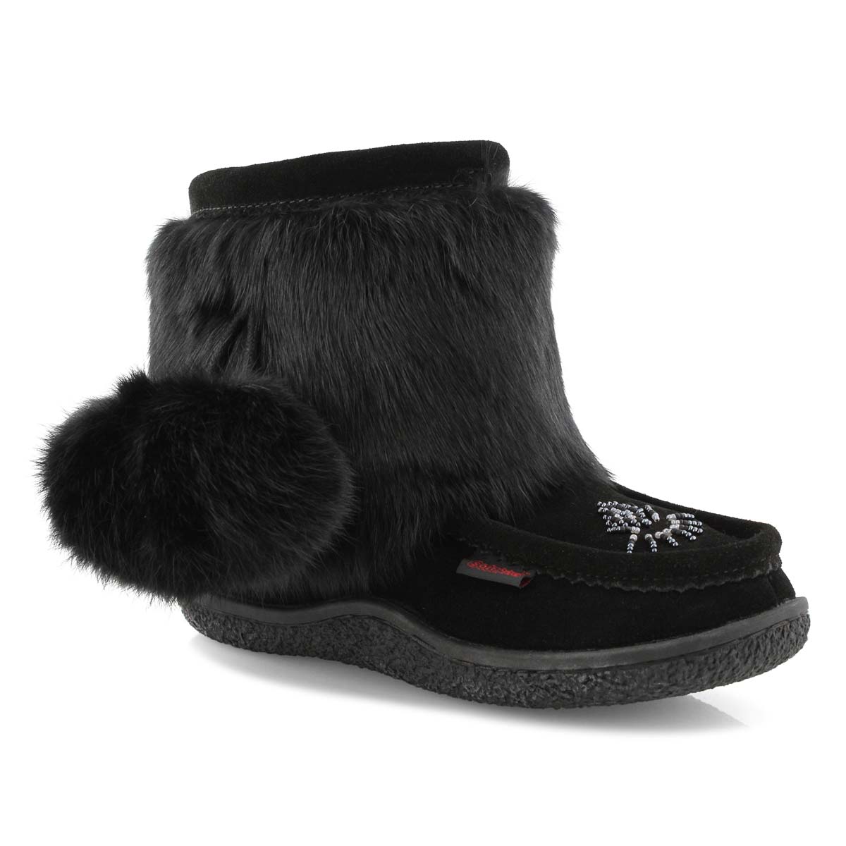 Lds Minimuk Pom black rabbit fur bootie