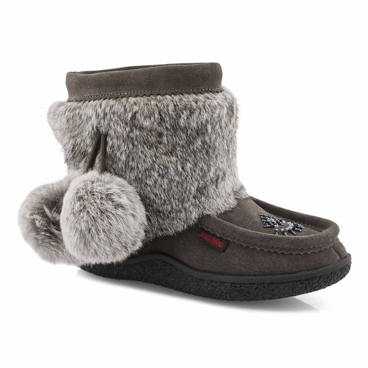 Lds Minimuk Pom grey rabbit fur bootie