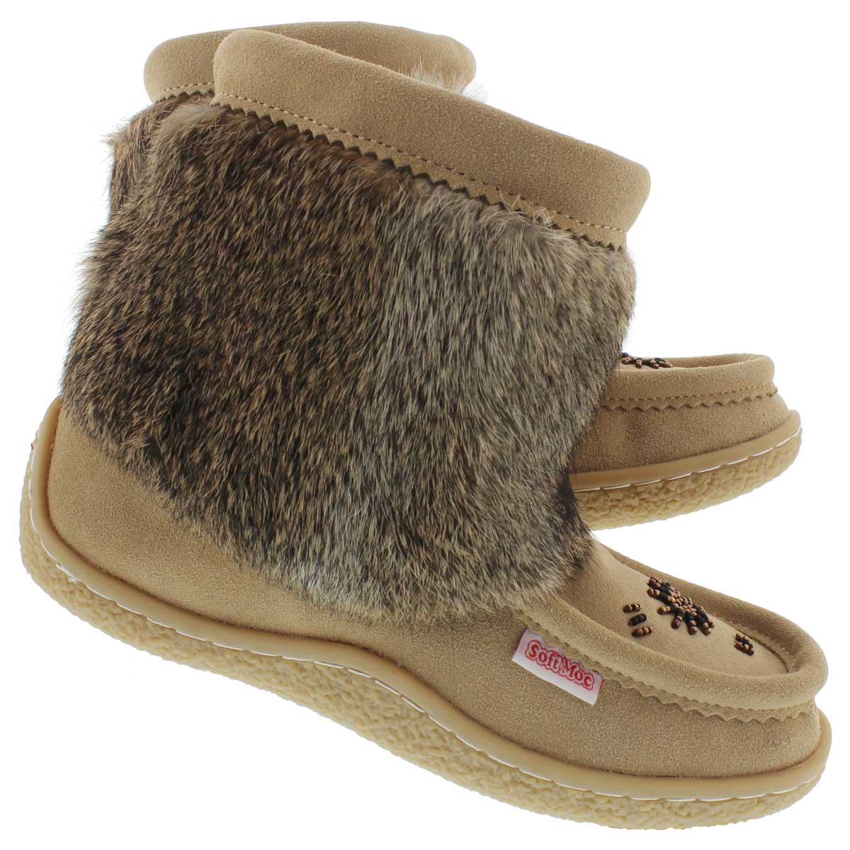 Bottine fourrure lapin MiniMuk sable, F