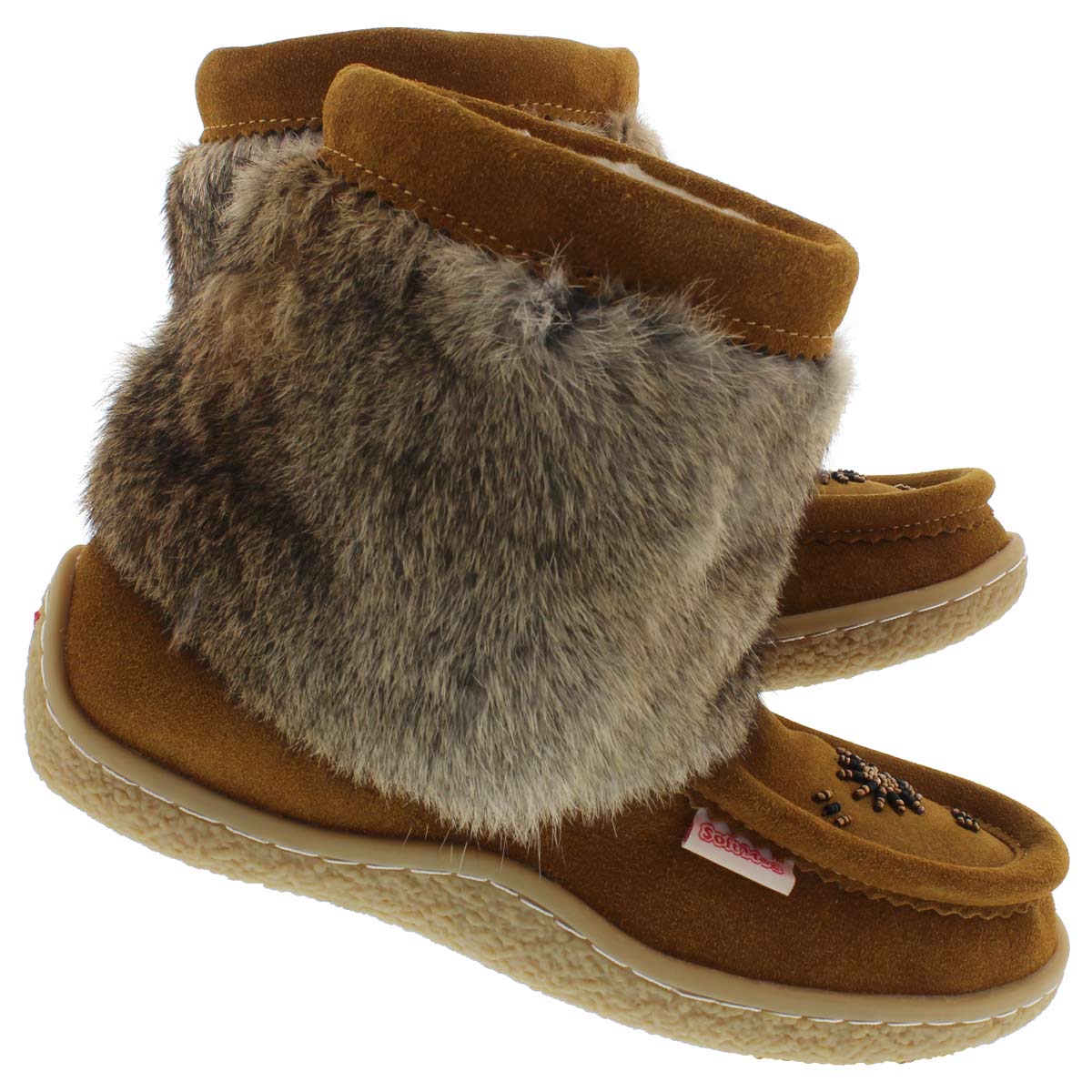 Lds Minimuk tan rabbit fur bootie