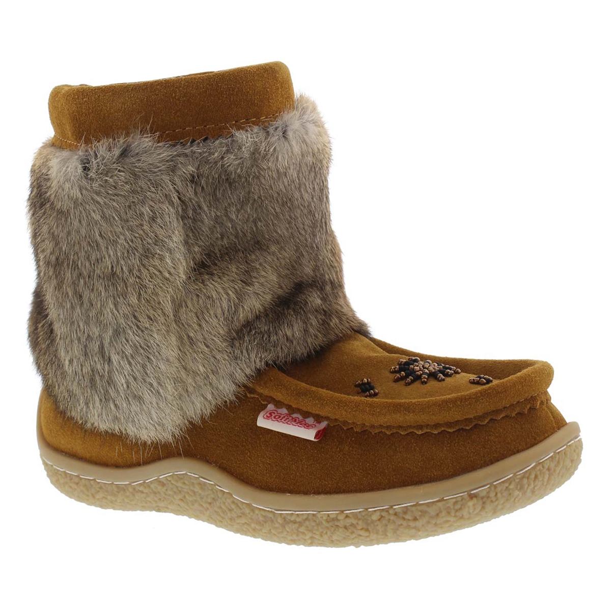 Lds Minimuk tan rabbit fur bootie