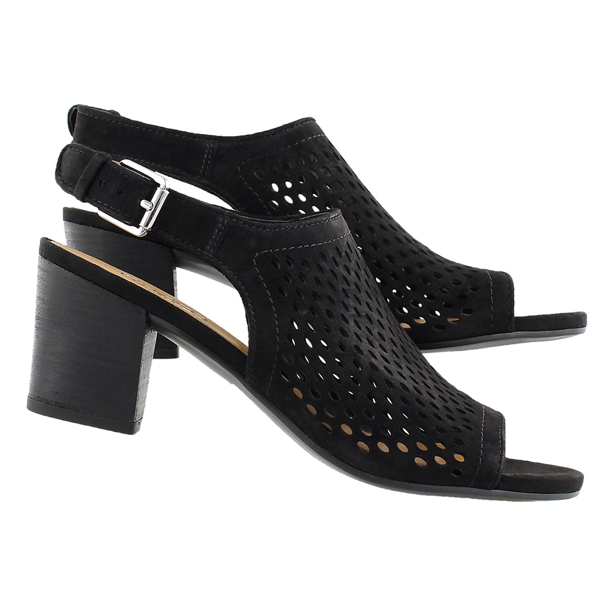 Lds Monaco 2 blk perforated dress sandal