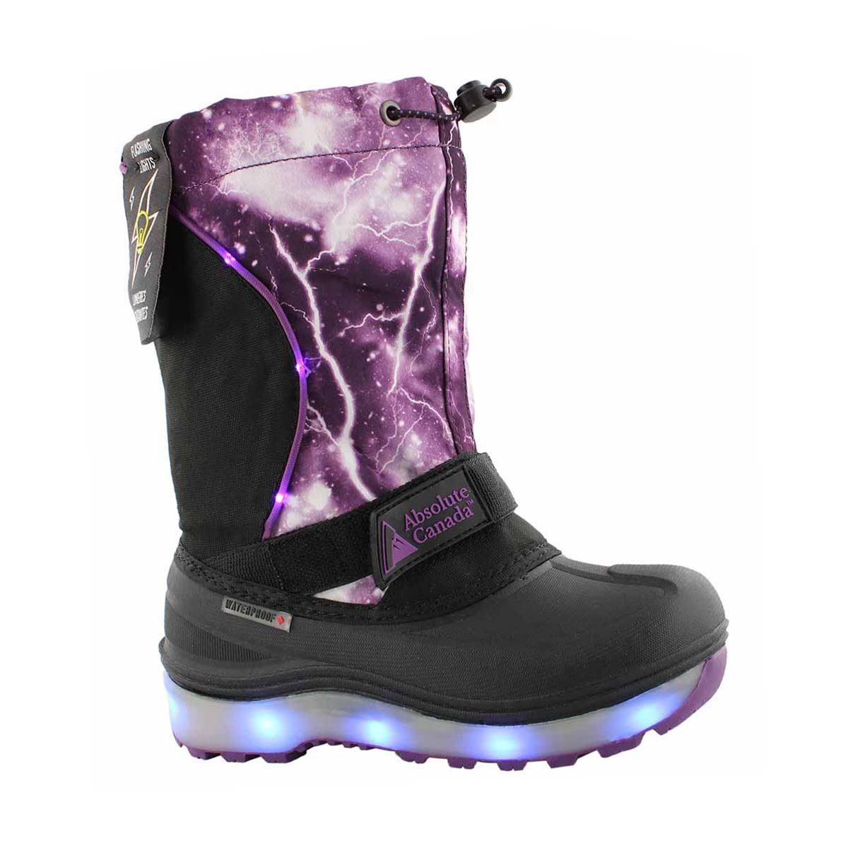 Grls Nebula ppl wp light up winter boot