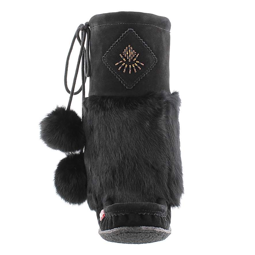 Lds Niska 3 blk rabbit collar mukluk