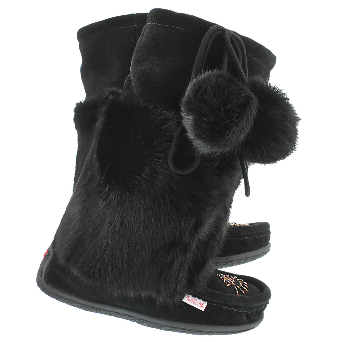Lds Niska 3 blk rabbit collar mukluk