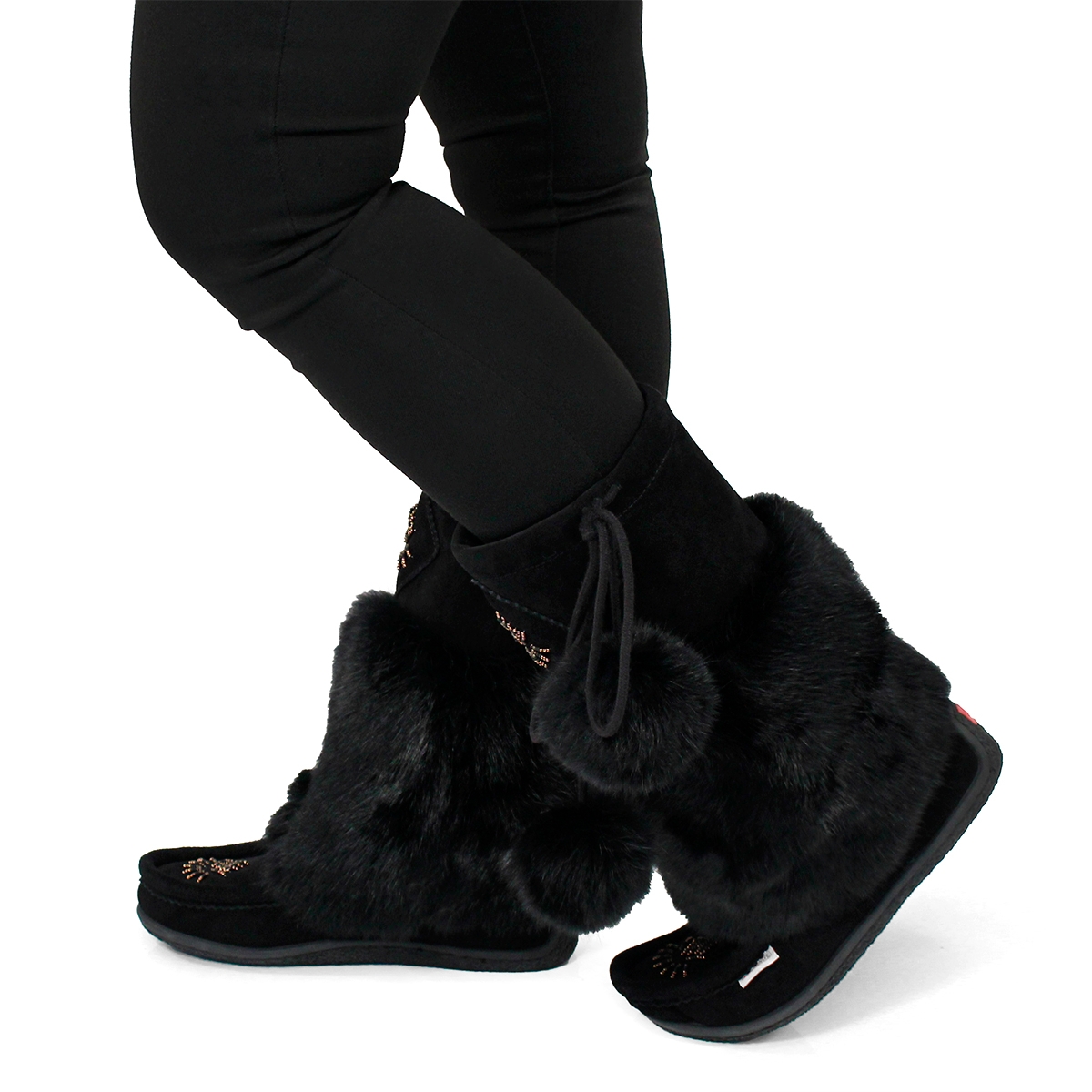 Lds Niska 3 blk rabbit collar mukluk
