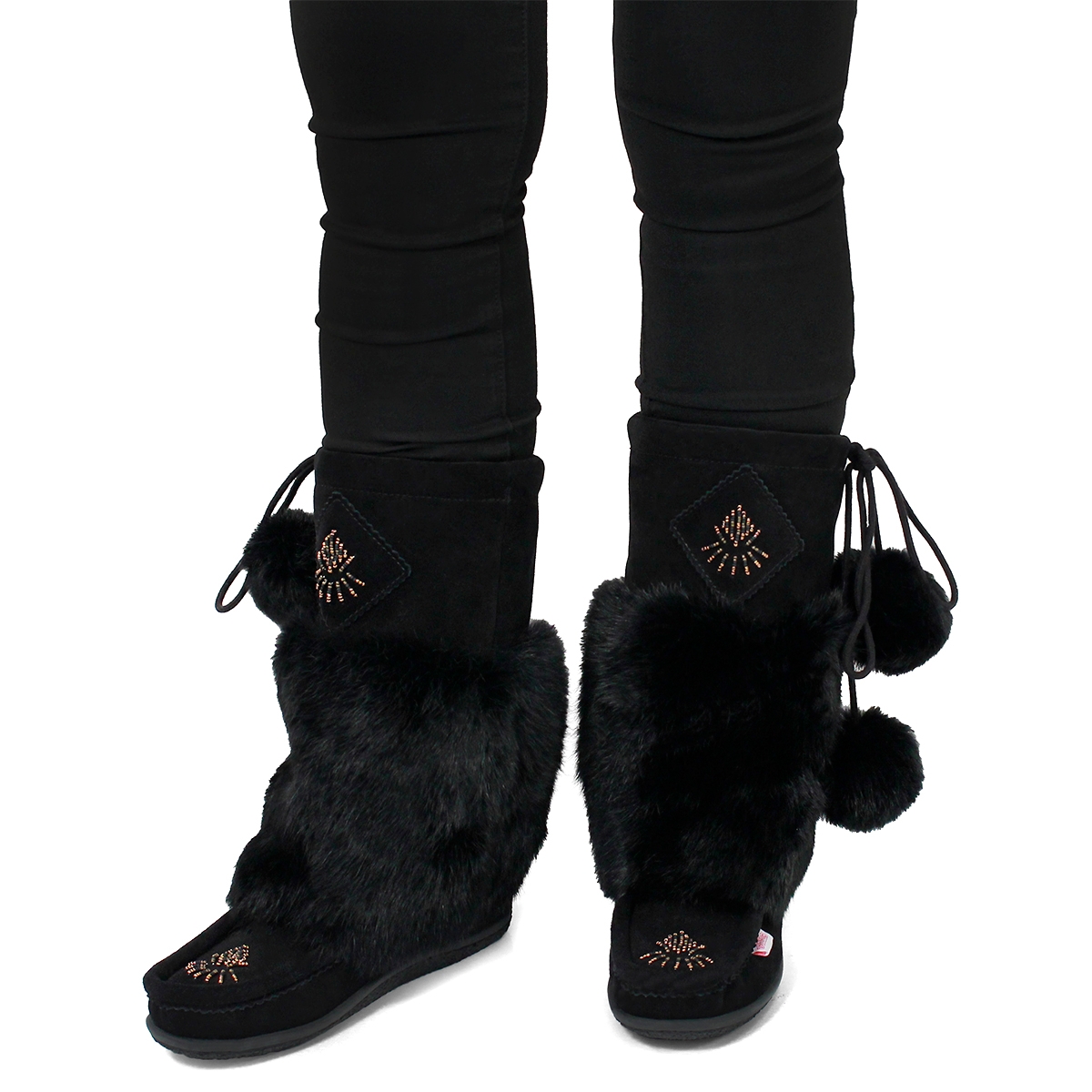 Lds Niska 3 blk rabbit collar mukluk