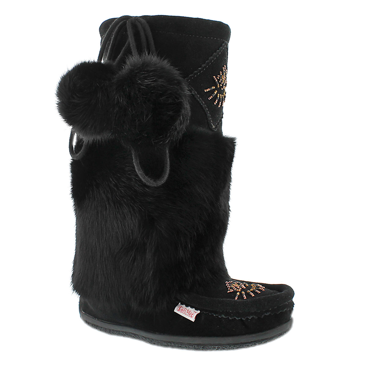 Women's NISKA 3 black rabbit collar mukluks