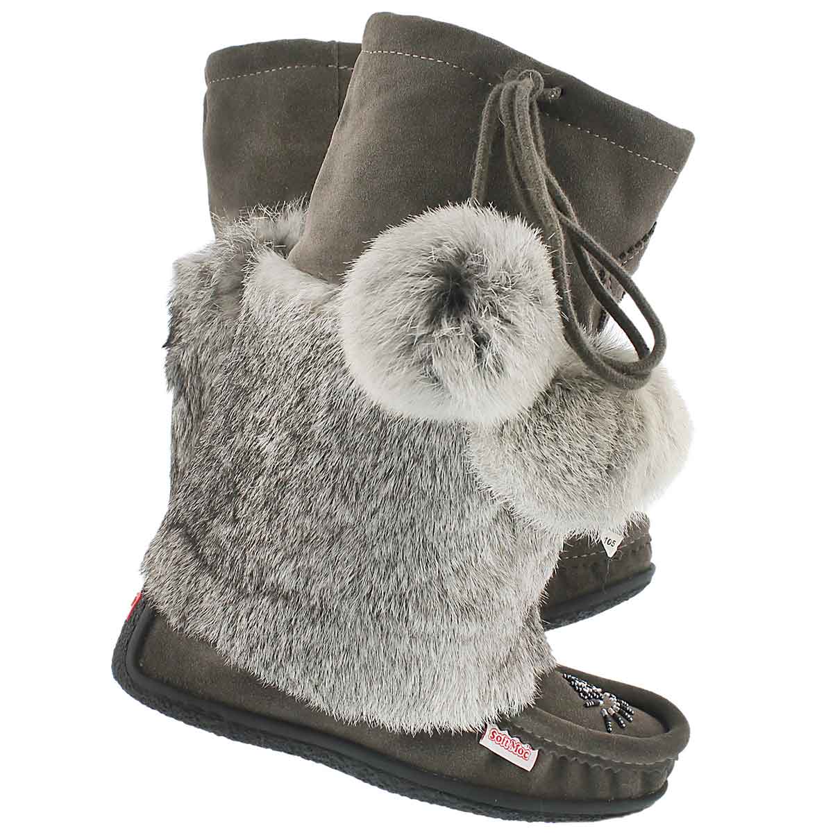 Lds Niska 3 grey rabbit collar mukluk