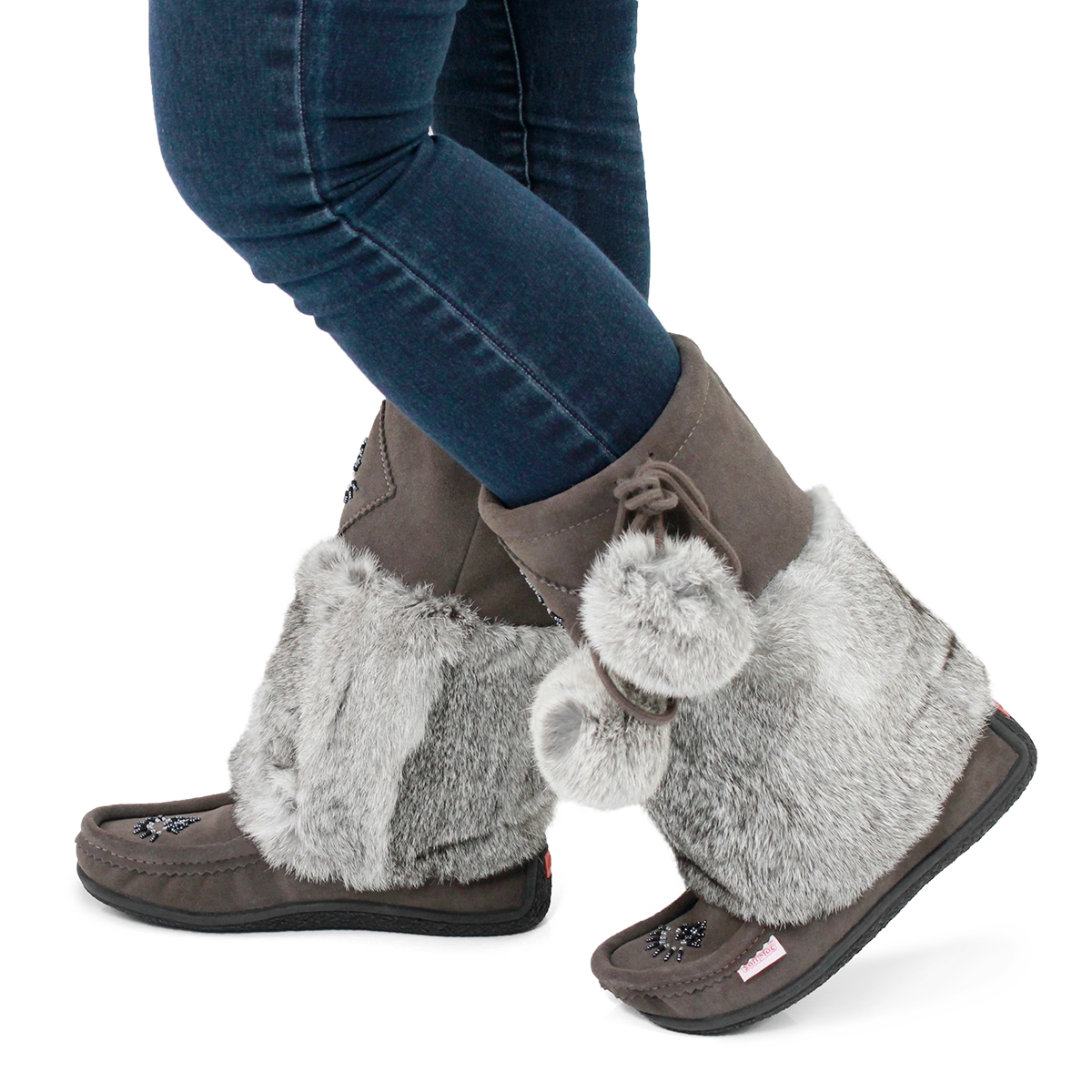 Lds Niska 3 grey rabbit collar mukluk