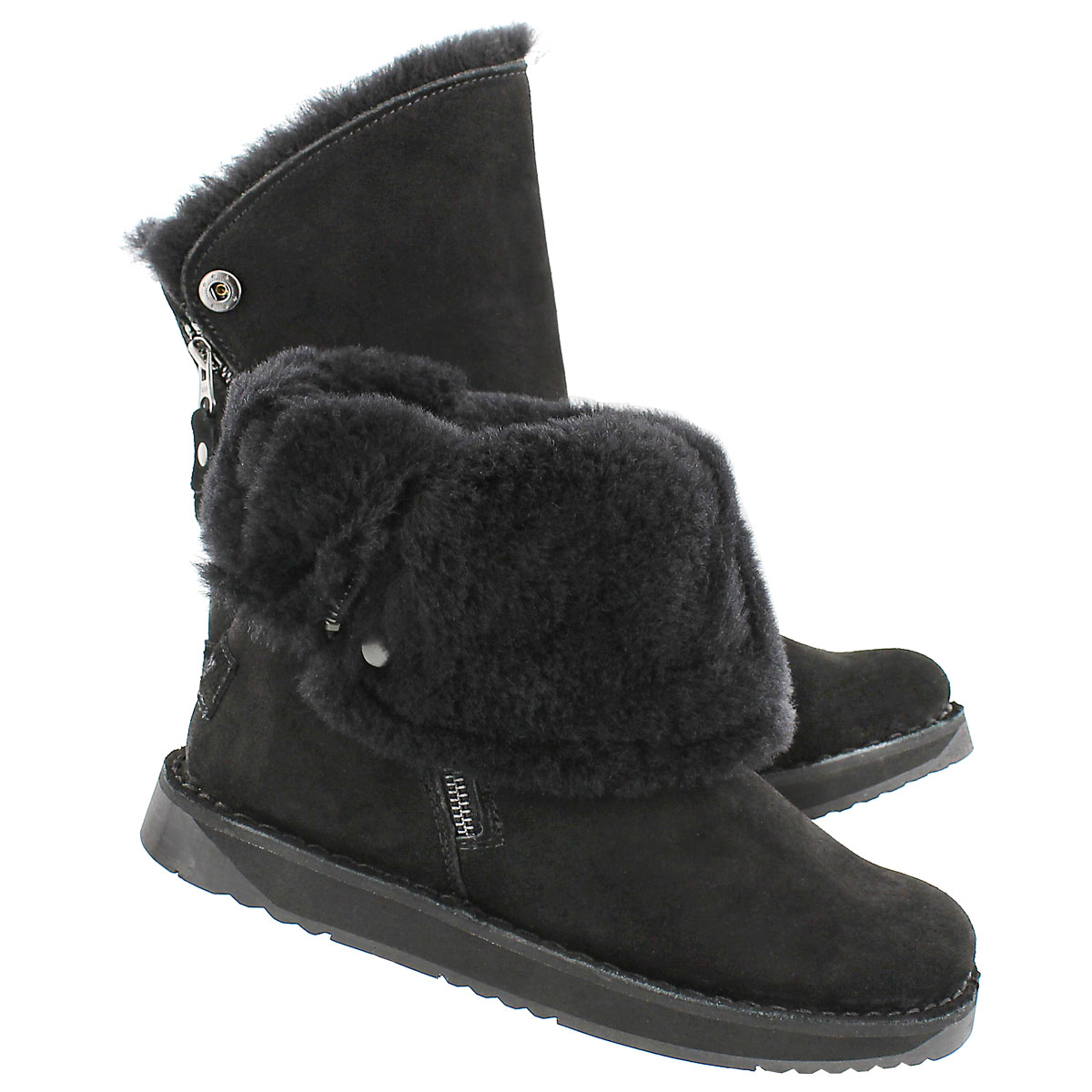 Lds Norway black suede zipper boot