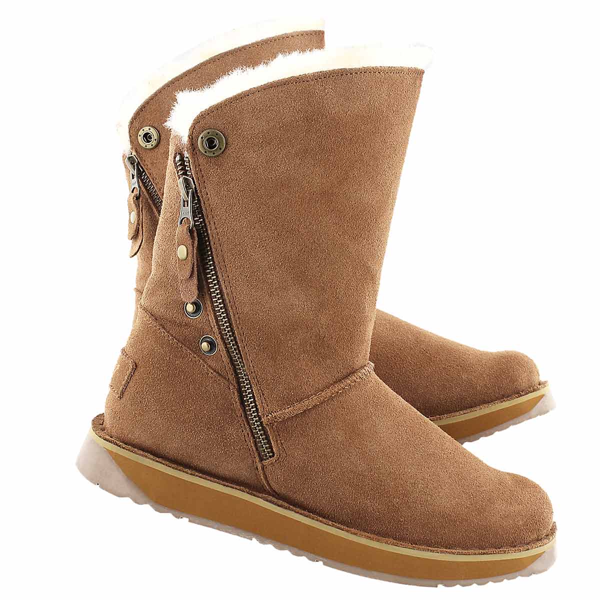 Lds Norway chestnut suede zipper boot